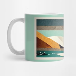 Rocky Coast and Crashing Waves - Abstract Papercraft Landscape Mug